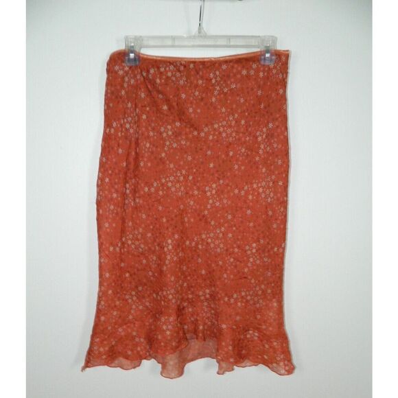Gemini Skirts Size XXL Orange Floral Ruffle Hem Lined‎ Y2K Vintage - Picture 6 of 8
